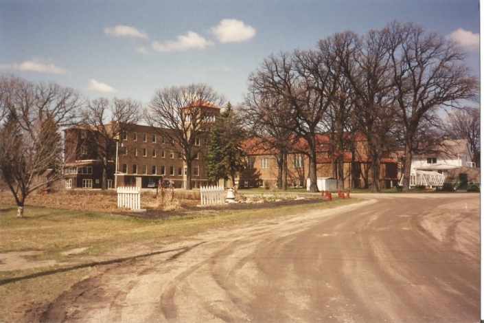 From the garden road, the 1923 monastery, 1939 Chapel, greenhouses, and Candle House, 1992