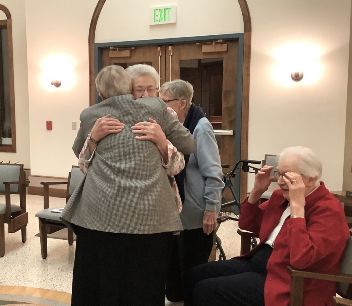 Hugs all around at the end of the prayer service!
