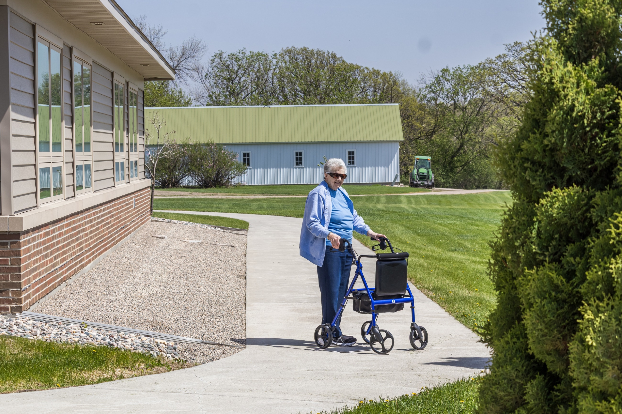Sister Karen is out for a walk to enjoy the warm weather!