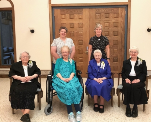 Jubilarians with Sue Murphy and Sister Jennifer Mechtild Horner