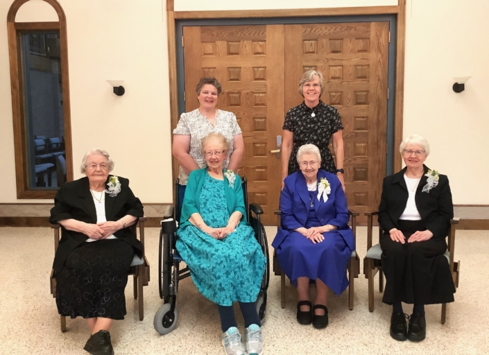 Jubilarians with Sue Murphy and Sister Jennifer Mechtild Horner