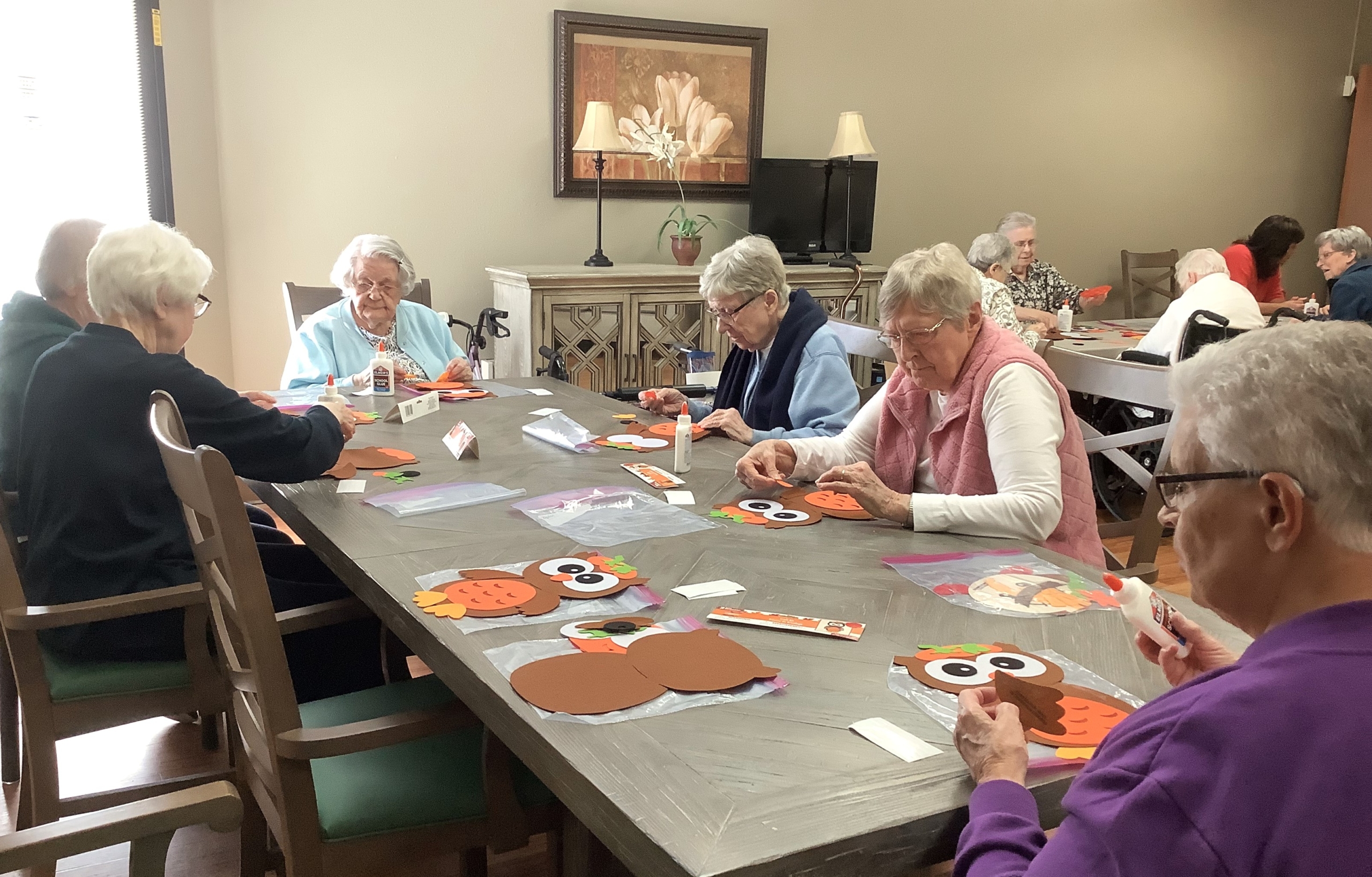 Sisters Judy, Domica, Anne, Kathleen and Eileen M. at work.