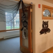 Even the doorway sported a spider's web and skeleton!