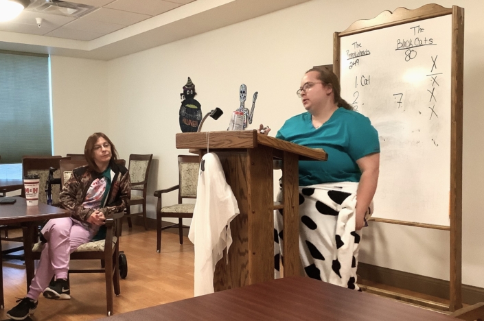 Morgan's cow costume got too hot!