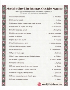 Match the Christmas Cookie Name Sheet