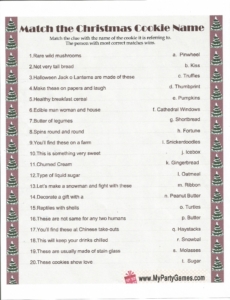 Christmas Cookie Name Game Sheet