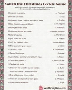 Christmas Cookie Name Sheet